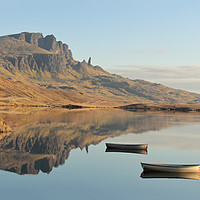 Buy canvas prints of The Storr reflecting in Loch Fada - Panorama by Maria Gaellman