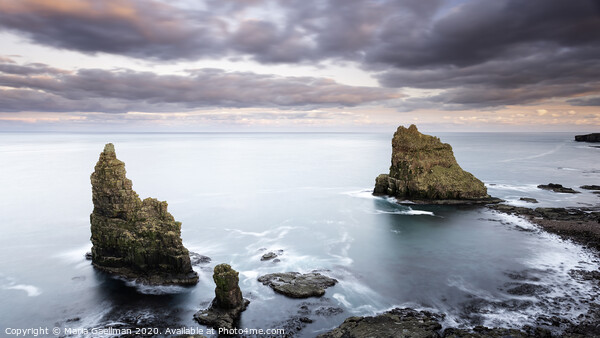 Duncansby Sea Stacks at Sunset Framed Print by Maria Gaellman