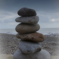 Buy canvas prints of  pebble tower by Images of Devon
