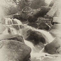 Buy canvas prints of Vintage look waterfall by Images of Devon