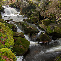 Buy canvas prints of River Okement waterfall by Images of Devon