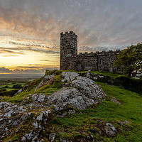 Buy canvas prints of Sunset at Brentor Church, Dartmoor  by Images of Devon