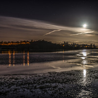 Buy canvas prints of Setting Moon over Lugg Flats by Ian Collins