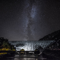 Buy canvas prints of  The Caban Coch Dam and Milky Way. Elan Valley.  by Ian Collins