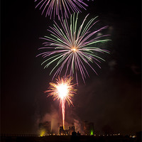 Buy canvas prints of Caerphilly Castle Fireworks by Andrew Berry