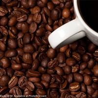 Buy canvas prints of Coffee Beans and White Mug by Andrew Berry
