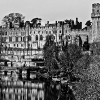 Buy canvas prints of Warwick Castle B/W by Jack Jacovou Travellingjour