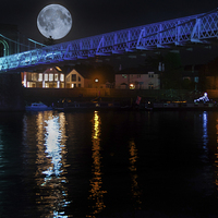 Buy canvas prints of Blue Moon over the Trent by Jack Jacovou Travellingjour