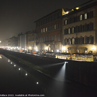 Buy canvas prints of Florence and the river Arno night time by Angela Wallace