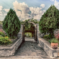 Buy canvas prints of The Garden Gate by Angela Wallace