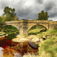 Buy canvas prints of Skipping Stones Bridge Derbyshire by Angela Wallace