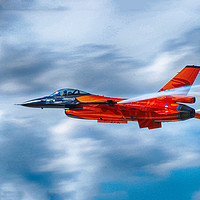 Buy canvas prints of F16 IN RED AND ORANGE by Angela Wallace