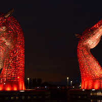 Buy canvas prints of The Kelpies at night by Angela Wallace