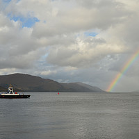Buy canvas prints of Rainbow on Loch Linnhe  by Angela Wallace
