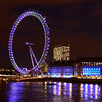 Buy canvas prints of The London eye at night                 by Angela Wallace
