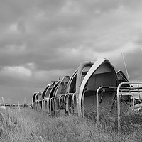 Buy canvas prints of Boats black and white by Angela Wallace