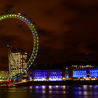 Buy canvas prints of The London eye at Southbank                     by Angela Wallace