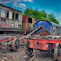 Buy canvas prints of The Train Graveyard by Angela Wallace