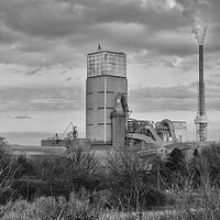 Buy canvas prints of  Cement Works Dunbar black and white by Angela Wallace