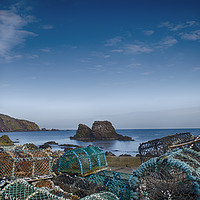 Buy canvas prints of St Abbs Lobster pots by Angela Wallace