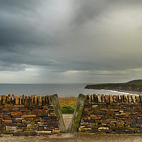 Buy canvas prints of Dry Stone Sea Wall by Angela Wallace