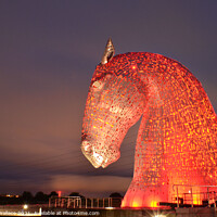 Buy canvas prints of Kelpie Illuminated in red by Angela Wallace