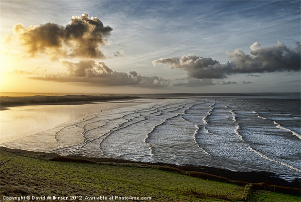 Saunton Sands Sunrise Picture Board by Dave Wilkinson North Devon Ph