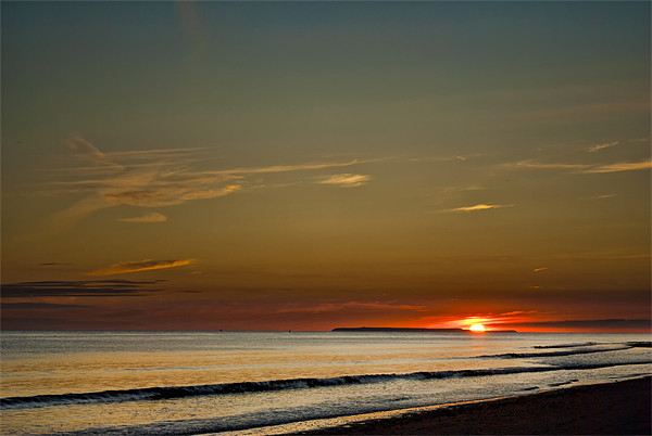 Lundy Island Sunset Picture Board by Dave Wilkinson North Devon Ph