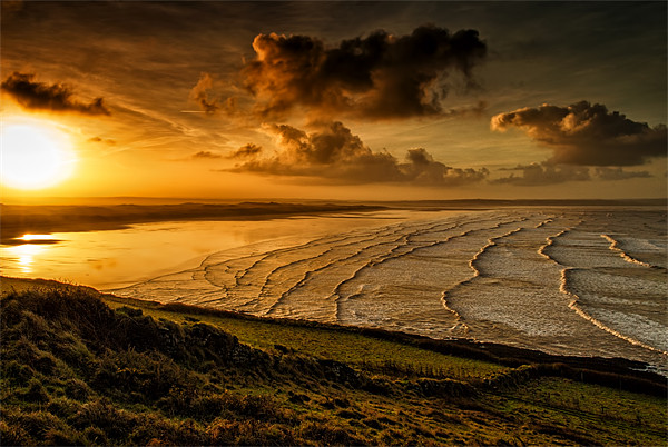 Surfer Sunrise Picture Board by Dave Wilkinson North Devon Ph