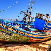 Buy canvas prints of Old Portugees Fishing Boat by Dave Wilkinson North Devon Ph