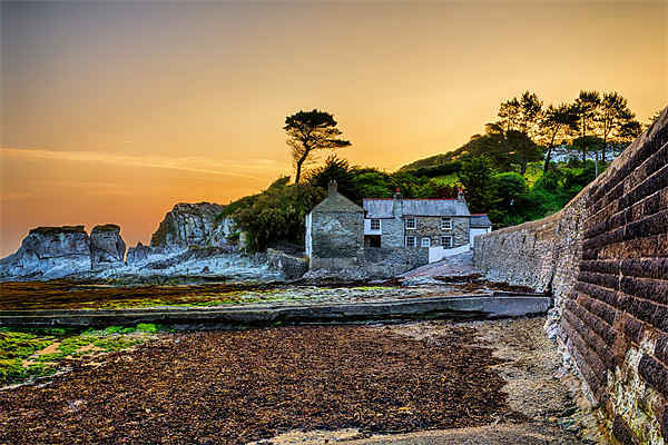 The Old Mill House Lee Bay. Picture Board by Dave Wilkinson North Devon Ph