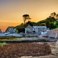 Buy canvas prints of The Old Mill House Lee Bay. by Dave Wilkinson North Devon Ph