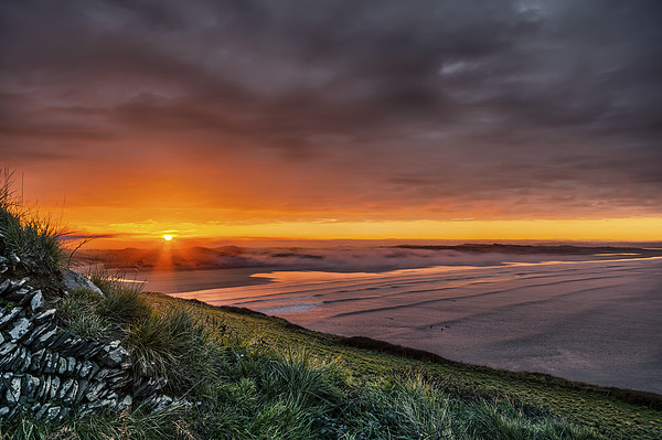 Early morning mist over Saunton Sands Picture Board by Dave Wilkinson North Devon Ph
