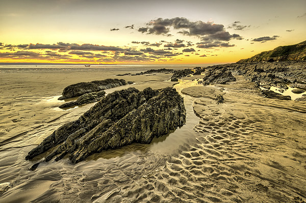 Sunset Saunton Sands Picture Board by Dave Wilkinson North Devon Ph