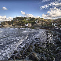 Buy canvas prints of High tide at Lee Bay by Dave Wilkinson North Devon Ph