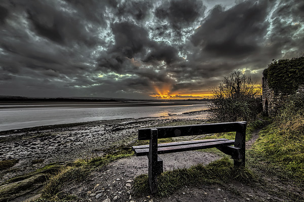 Sunset on the River Taw Picture Board by Dave Wilkinson North Devon Ph