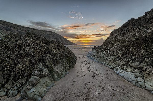 Putsborough Sands Sunset Picture Board by Dave Wilkinson North Devon Ph