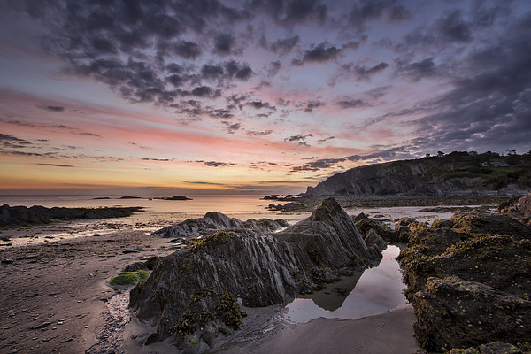 Lee Bay Sunrise Picture Board by Dave Wilkinson North Devon Ph