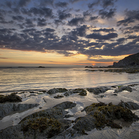 Buy canvas prints of  Lee Bay sunrise by Dave Wilkinson North Devon Ph