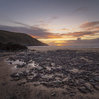 Buy canvas prints of  Putsborough Sands sunset by Dave Wilkinson North Devon Ph
