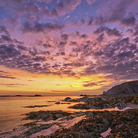 Buy canvas prints of   Lee Bay sunrise by Dave Wilkinson North Devon Ph