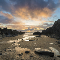 Buy canvas prints of  Barricane Beach sunset by Dave Wilkinson North Devon Ph