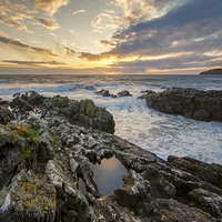 Buy canvas prints of The setting sun at Croyde Bay by Dave Wilkinson North Devon Ph