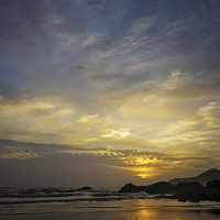 Buy canvas prints of  Combesgate Beach sunset Woolacombe Bay. by Dave Wilkinson North Devon Ph
