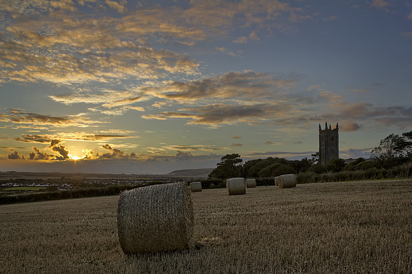  Church bales sunset Picture Board by Dave Wilkinson North Devon Ph