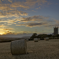 Buy canvas prints of  Church bales sunset by Dave Wilkinson North Devon Ph
