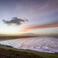 Buy canvas prints of   Saunton Sands last sunrise of the year by Dave Wilkinson North Devon Ph