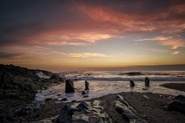 Croyde Bay sunset Picture Board by Dave Wilkinson North Devon Ph