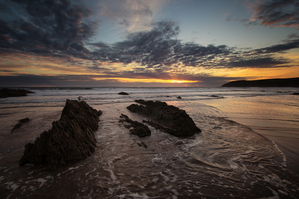  Croyde Bay Sunset Picture Board by Dave Wilkinson North Devon Ph