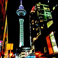 Buy canvas prints of Sky Tower at night by Colin Chipp